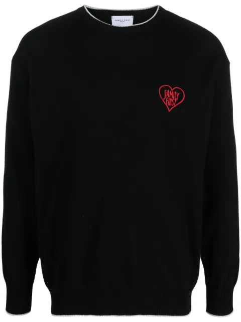 Family First embroidered-logo crew-neck jumper