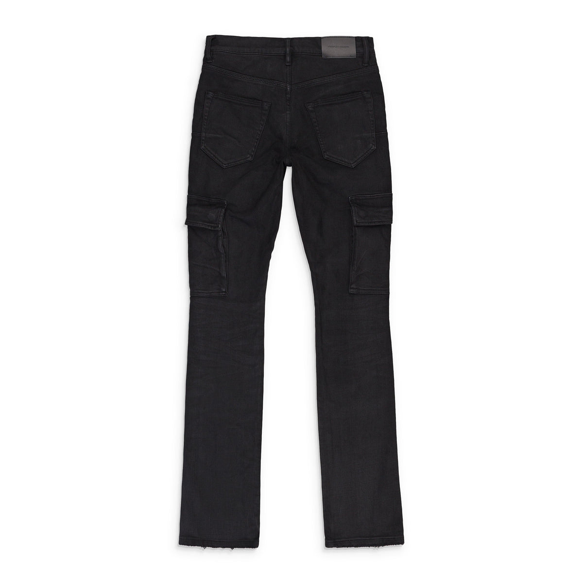 Black P004 Resin Coated Flared Cargo Skinny Jeans
