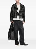 Maison Margiela folded collar leather biker jacket