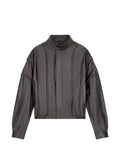 Emporio Armani cropped nappa leather blouson jacket with a stand collar