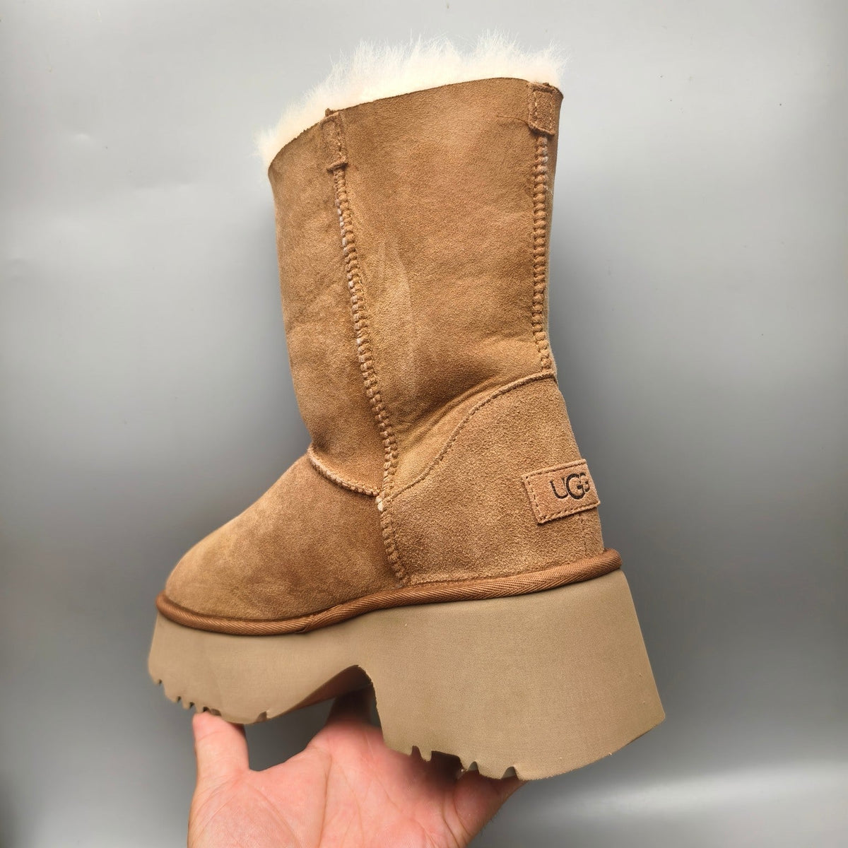 Chestnut Wedge Chunky Sole Mid-Calf Fashion Boots — New Arrival | In Stock