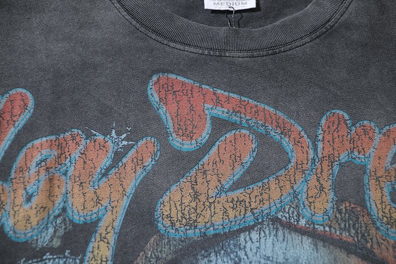 VALE USA Washed Black Graphic T-Shirt