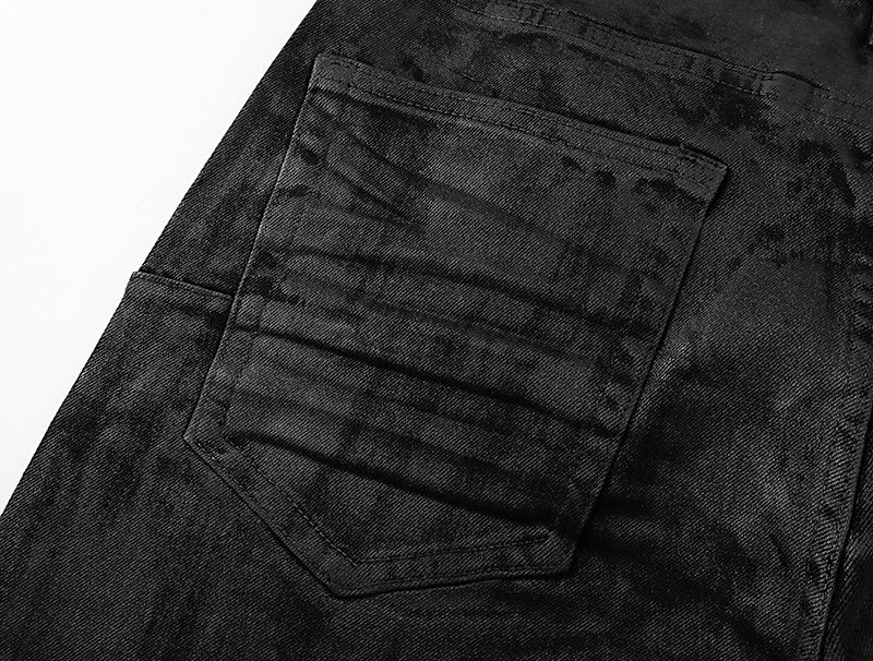 Purple Brand Black Coated Crinkle Bootcut Jeans