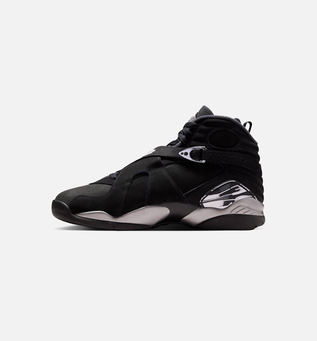 Air Jordan 8 Retro Chrome Black And Light Graphite Men's Lifestyle Shoes - Black / White / Light Graphite