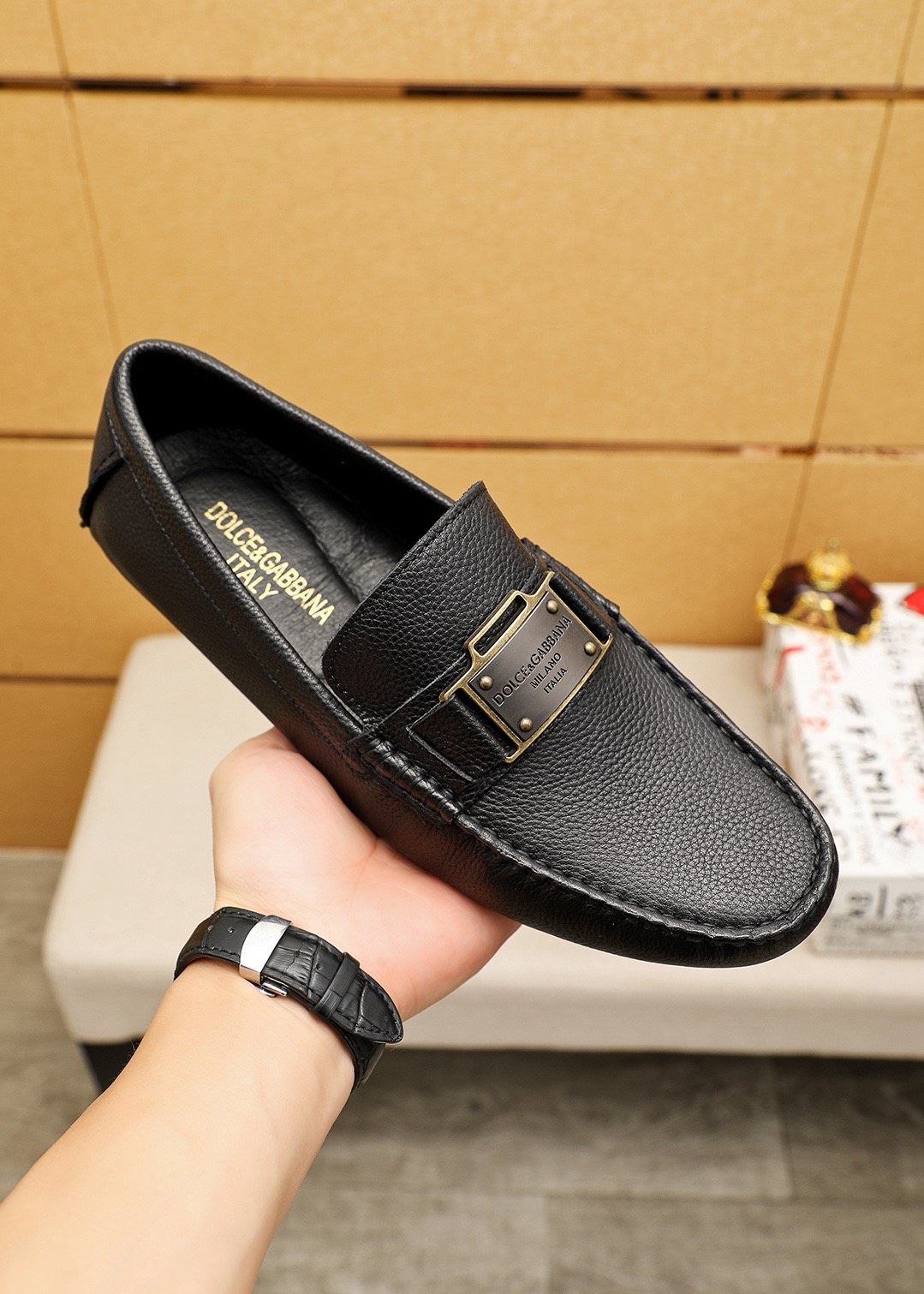 Dolce & Gabbana Men's Black Buckle Loafers