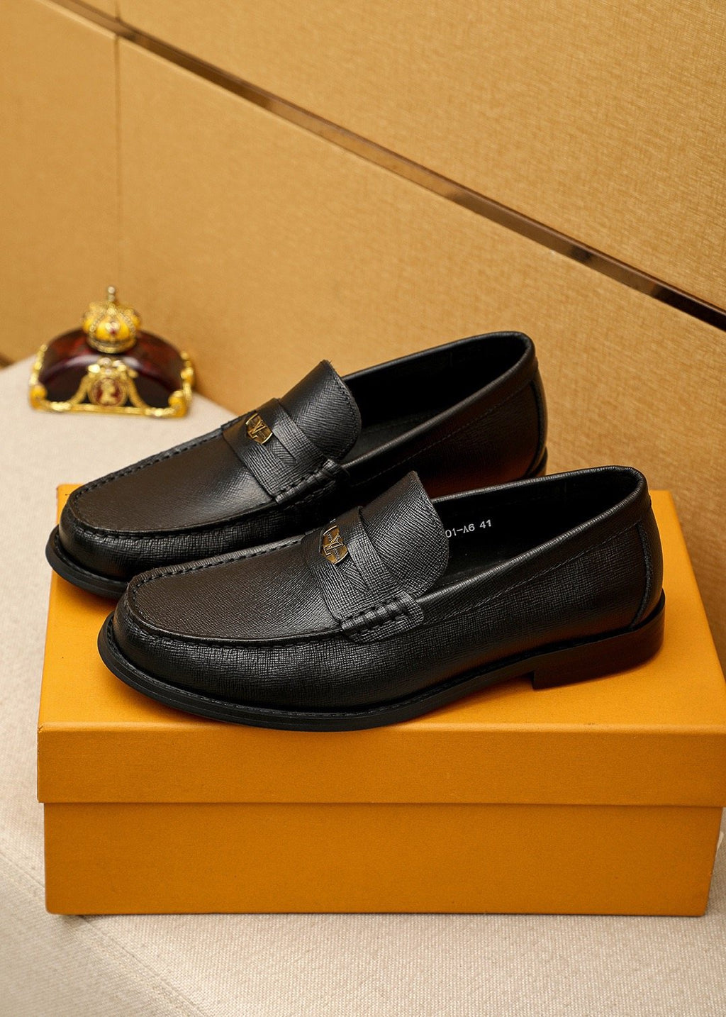 Louis Vuitton Black Textured Hardware Loafers