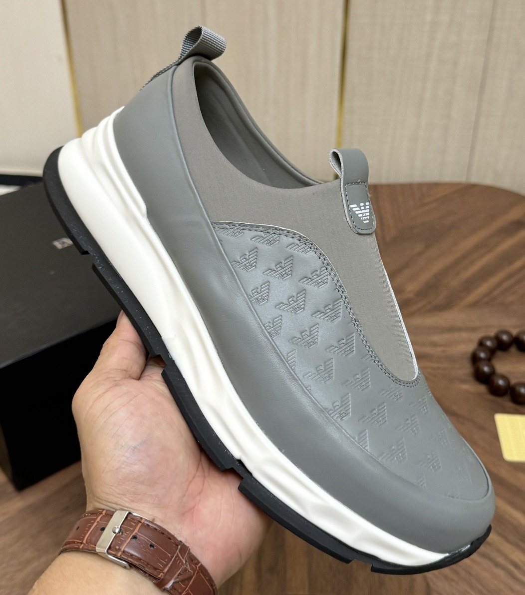 Emporio Armani Gray Slip-On Sneakers