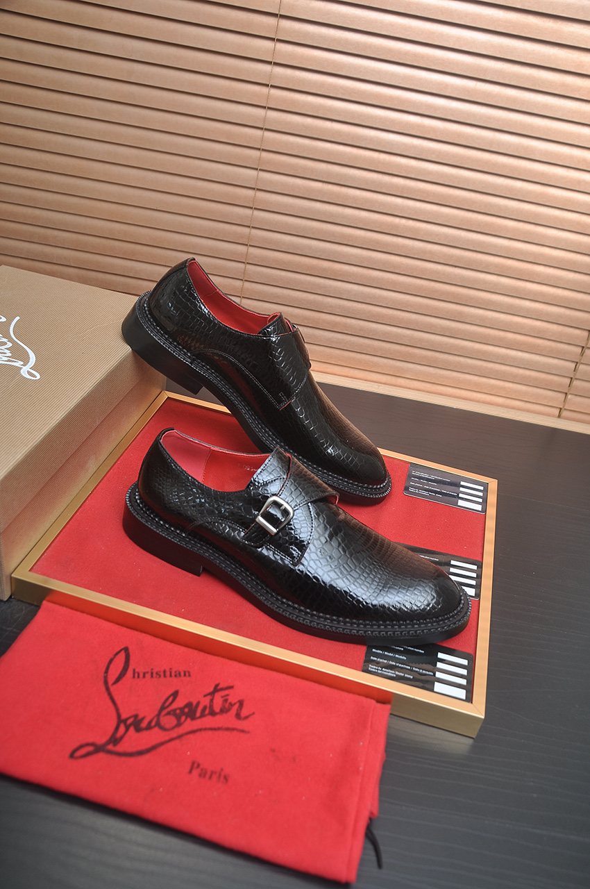 Christian Louboutin Black Buckle Loafers