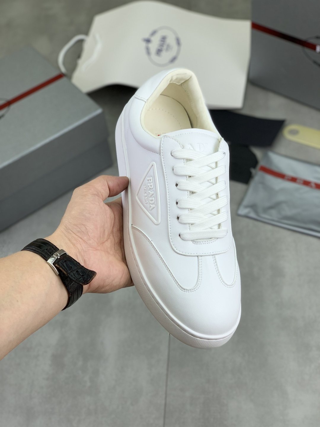 Prada Paneled Low-Top Sneakers
