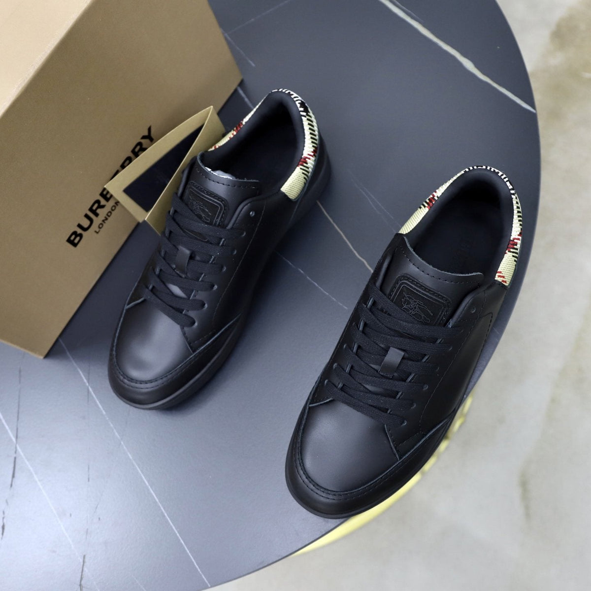 Burberry Check-Heel Low-Top Sneakers