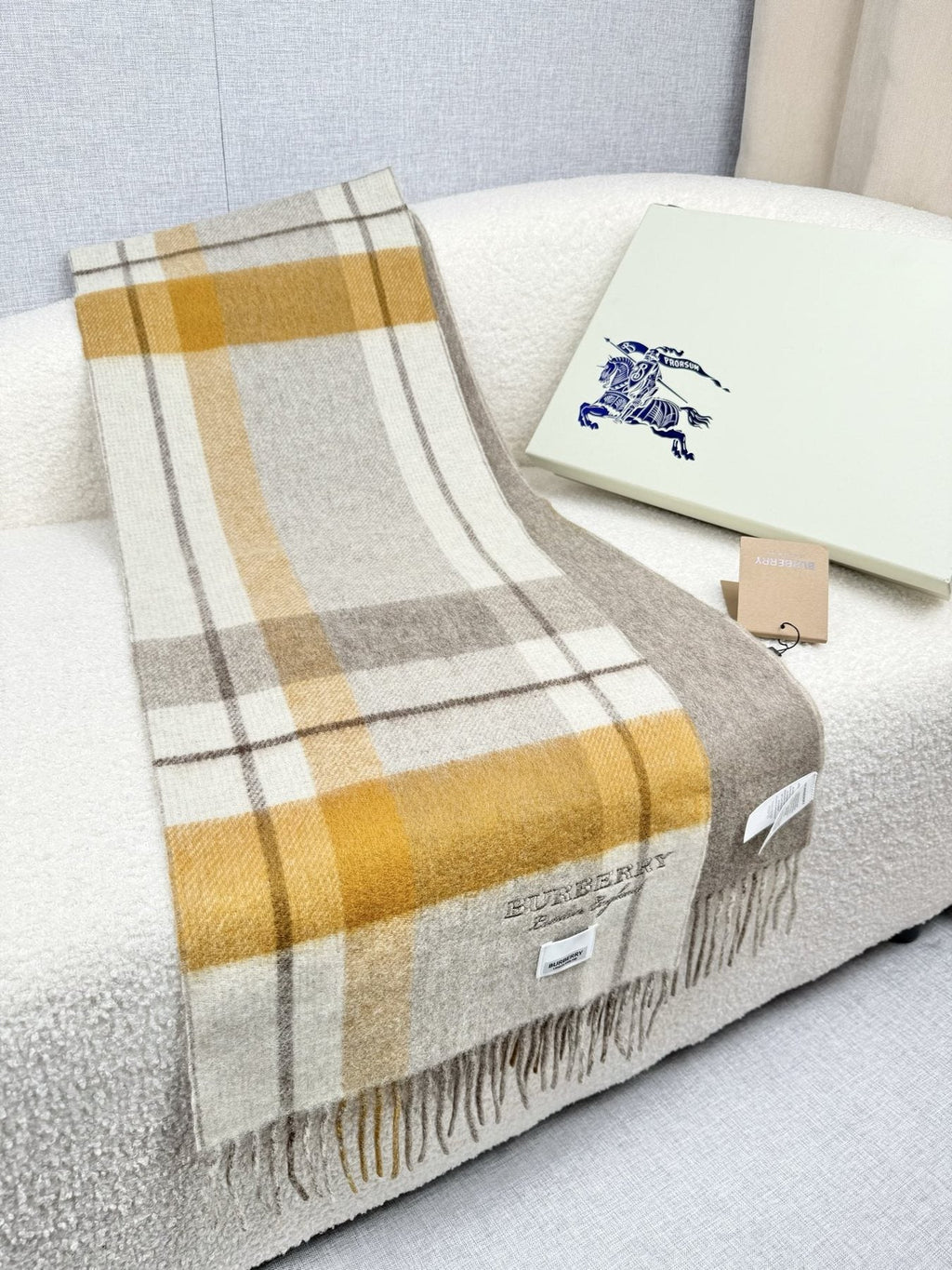 Burberry Double-Sided Plaid Fringe Scarf