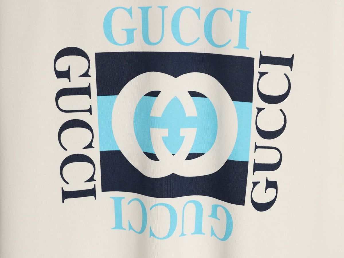 Gucci Interlocking-G and Lettering Graphic T-Shirt - Cream